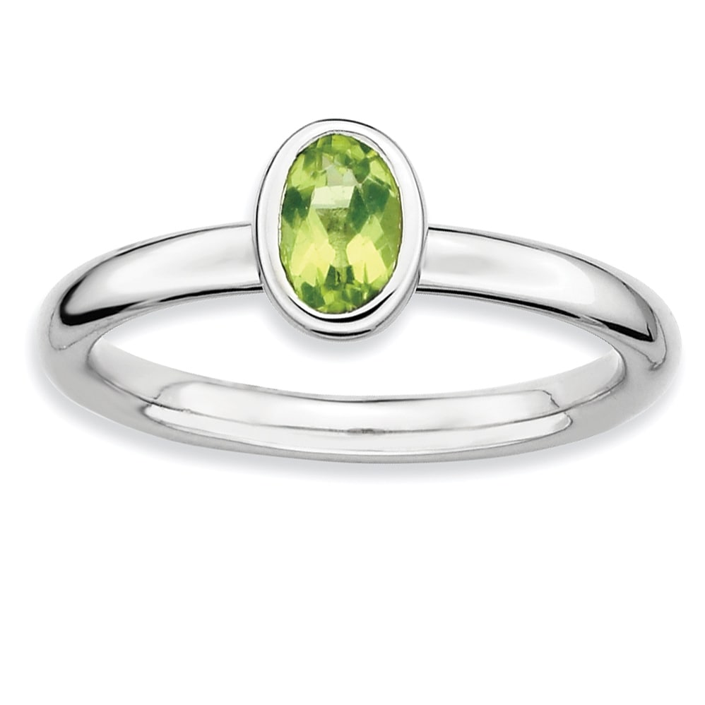 Lex & Lu Sterling Silver Stackable Expressions Peridot Ring LAL10339 